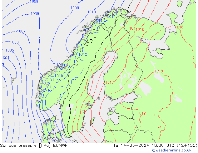 Luchtdruk (Grond) ECMWF di 14.05.2024 18 UTC