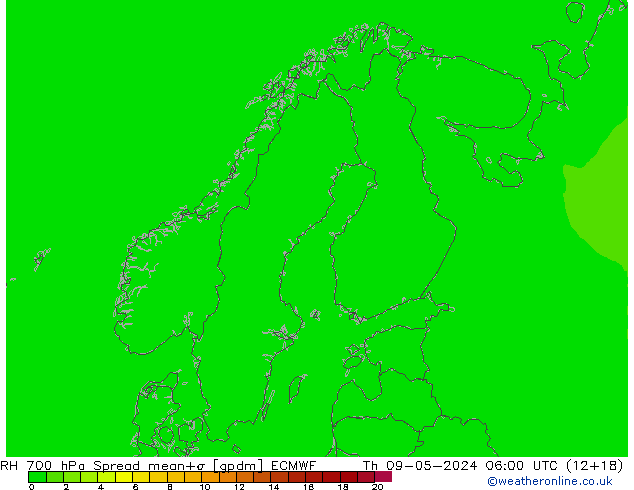RH 700 hPa Spread ECMWF Th 09.05.2024 06 UTC