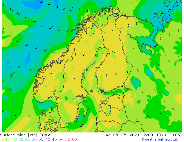 Viento 10 m ECMWF mié 08.05.2024 18 UTC