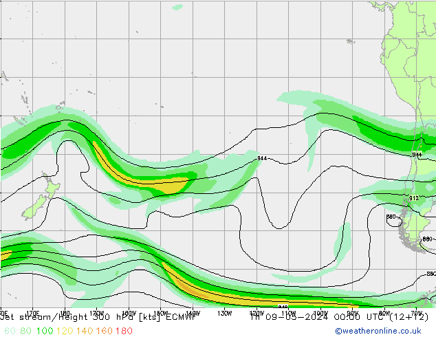 Jet stream/Height 300 hPa ECMWF Th 09.05.2024 00 UTC