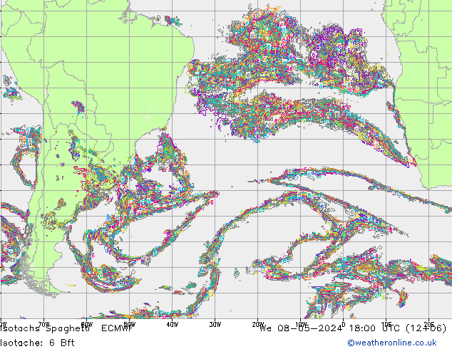 Isotachs Spaghetti ECMWF St 08.05.2024 18 UTC