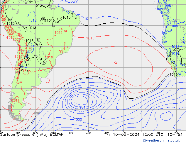 ciśnienie ECMWF pt. 10.05.2024 12 UTC