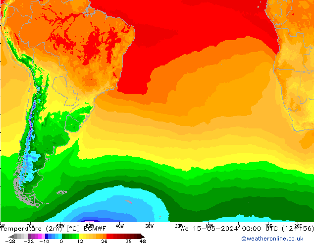 карта температуры ECMWF ср 15.05.2024 00 UTC