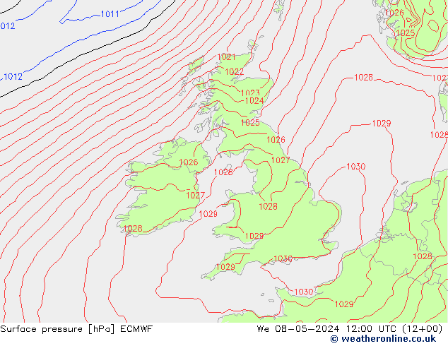 pression de l'air ECMWF mer 08.05.2024 12 UTC