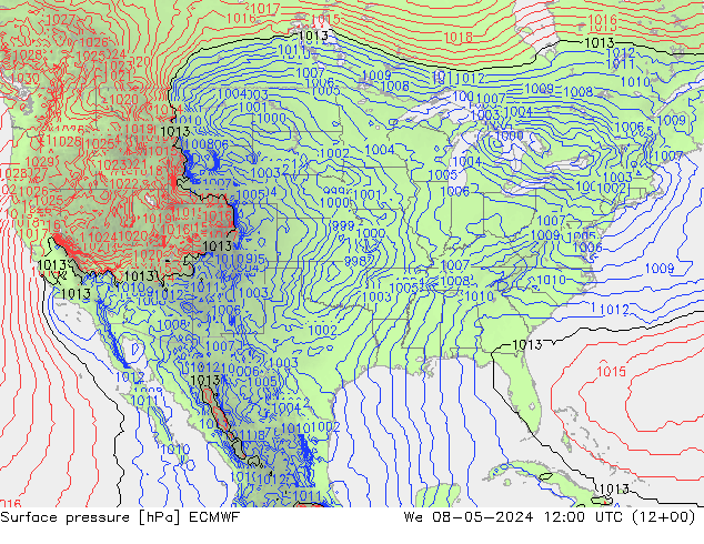 Yer basıncı ECMWF Çar 08.05.2024 12 UTC