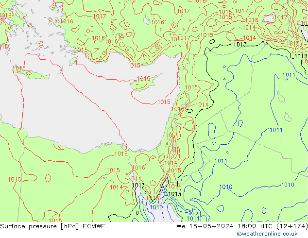 Yer basıncı ECMWF Çar 15.05.2024 18 UTC