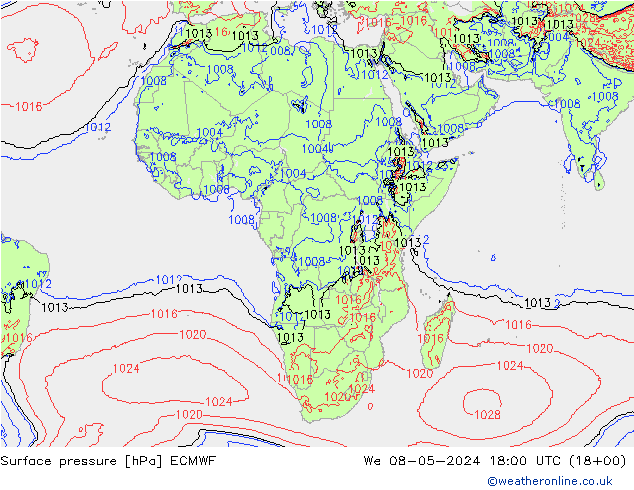 ciśnienie ECMWF śro. 08.05.2024 18 UTC
