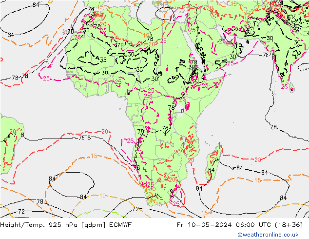 Height/Temp. 925 hPa ECMWF Fr 10.05.2024 06 UTC
