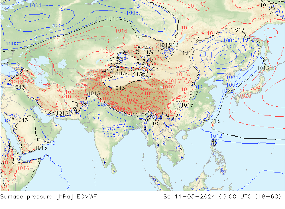 приземное давление ECMWF сб 11.05.2024 06 UTC