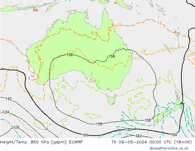 Height/Temp. 850 гПа ECMWF чт 09.05.2024 00 UTC