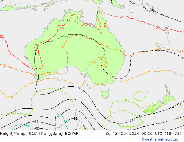 Hoogte/Temp. 925 hPa ECMWF zo 12.05.2024 00 UTC