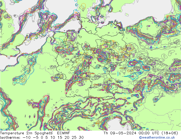 Temperaturkarte Spaghetti ECMWF Do 09.05.2024 00 UTC