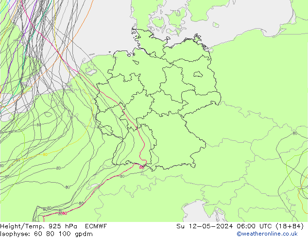 Height/Temp. 925 гПа ECMWF Вс 12.05.2024 06 UTC