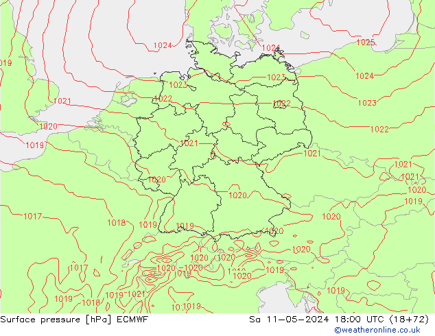 приземное давление ECMWF сб 11.05.2024 18 UTC