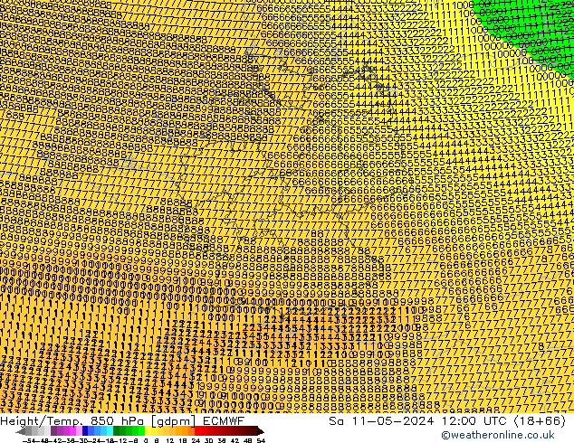 Hoogte/Temp. 850 hPa ECMWF za 11.05.2024 12 UTC