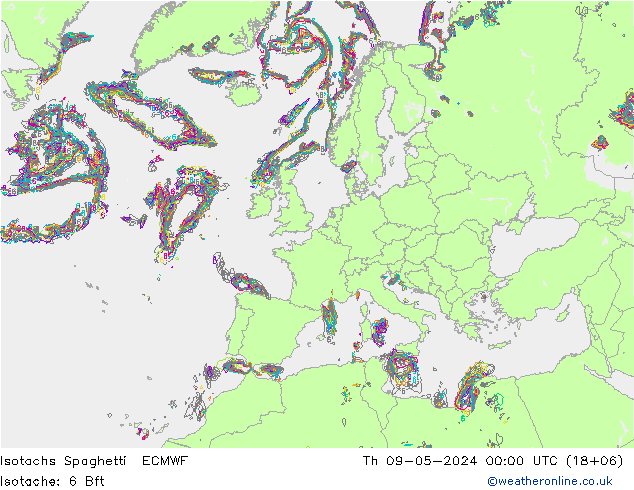 Eşrüzgar Hızları Spaghetti ECMWF Per 09.05.2024 00 UTC