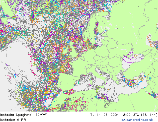 Isotachs Spaghetti ECMWF Ter 14.05.2024 18 UTC