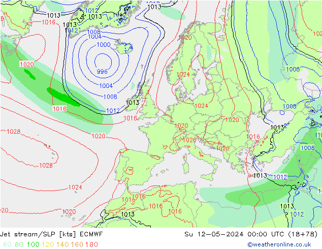 Prąd strumieniowy ECMWF nie. 12.05.2024 00 UTC