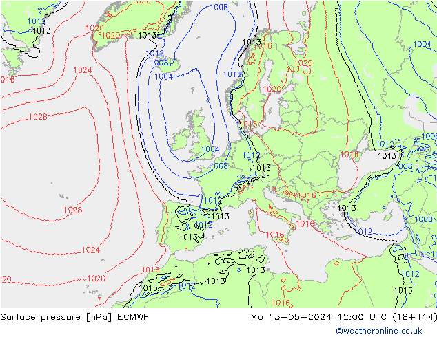 ciśnienie ECMWF pon. 13.05.2024 12 UTC