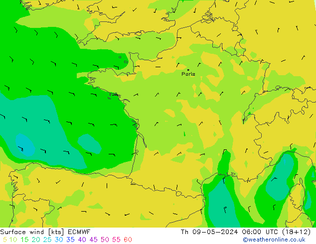 Bodenwind ECMWF Do 09.05.2024 06 UTC