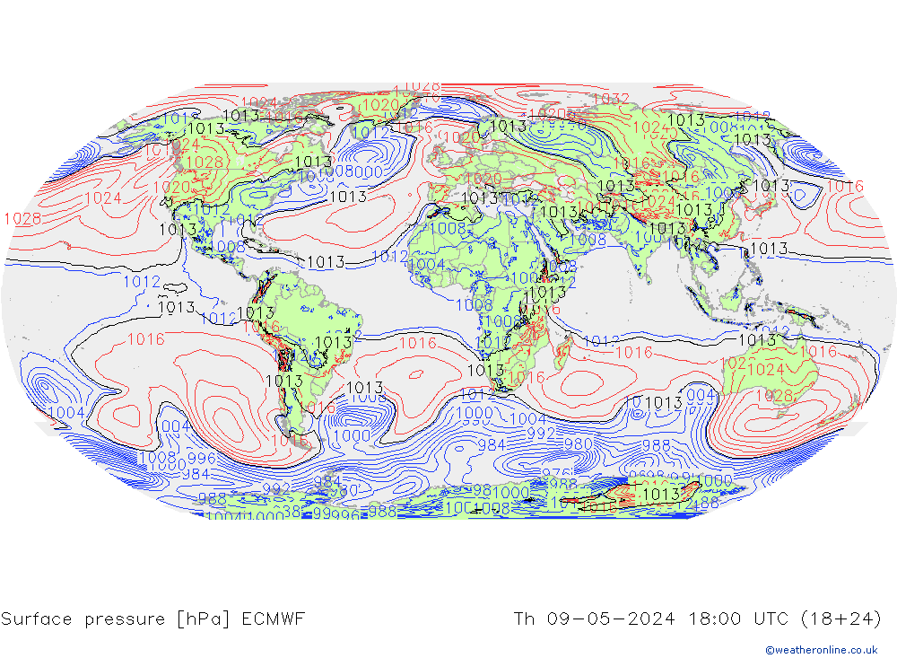 地面气压 ECMWF 星期四 09.05.2024 18 UTC