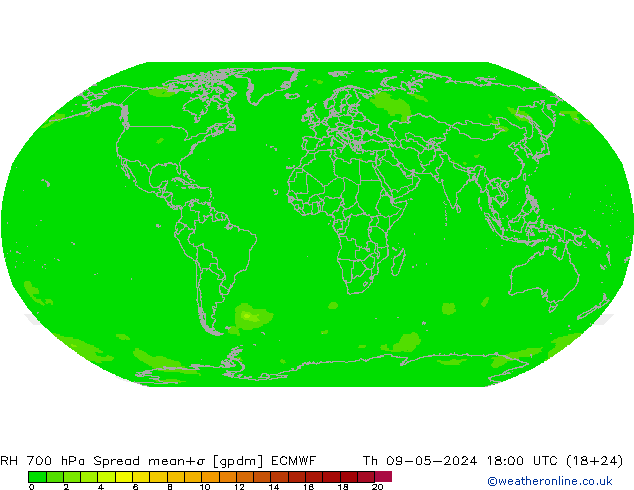 RH 700 hPa Spread ECMWF Th 09.05.2024 18 UTC