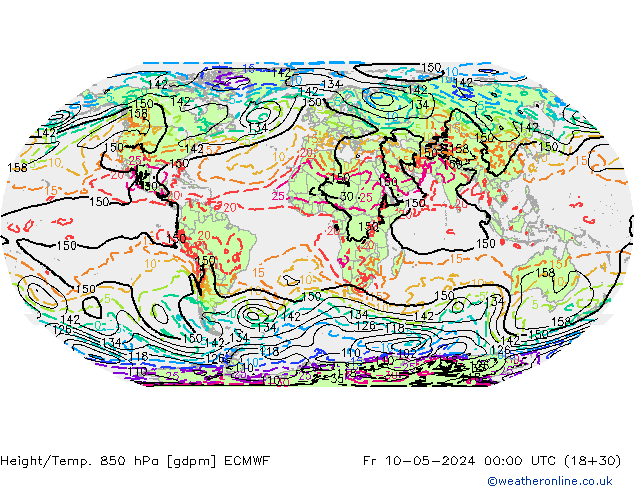 Height/Temp. 850 hPa ECMWF Sex 10.05.2024 00 UTC
