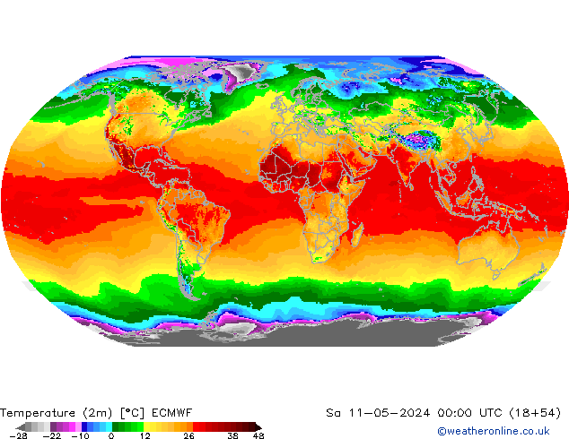 карта температуры ECMWF сб 11.05.2024 00 UTC