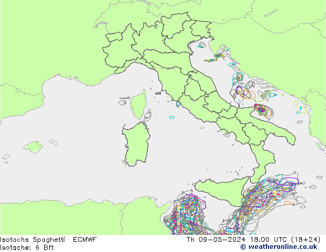 Isotachs Spaghetti ECMWF Th 09.05.2024 18 UTC