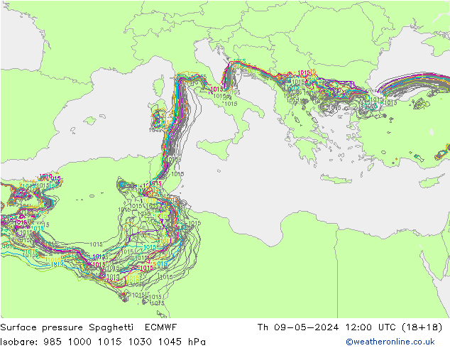 приземное давление Spaghetti ECMWF чт 09.05.2024 12 UTC