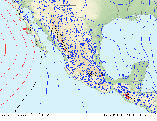 Presión superficial ECMWF mar 14.05.2024 18 UTC