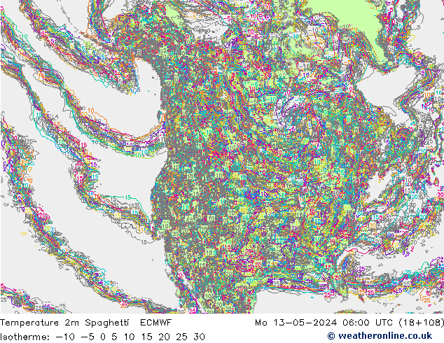Sıcaklık Haritası 2m Spaghetti ECMWF Pzt 13.05.2024 06 UTC