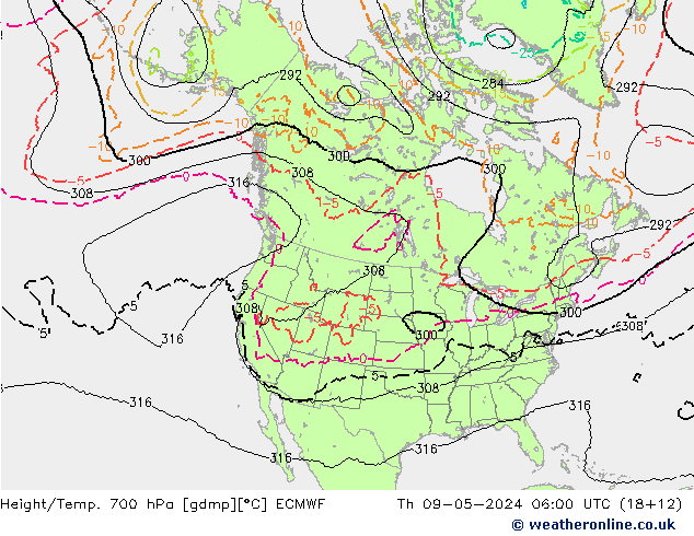 Hoogte/Temp. 700 hPa ECMWF do 09.05.2024 06 UTC