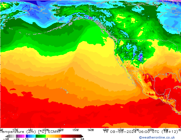 Temperature (2m) ECMWF Čt 09.05.2024 06 UTC