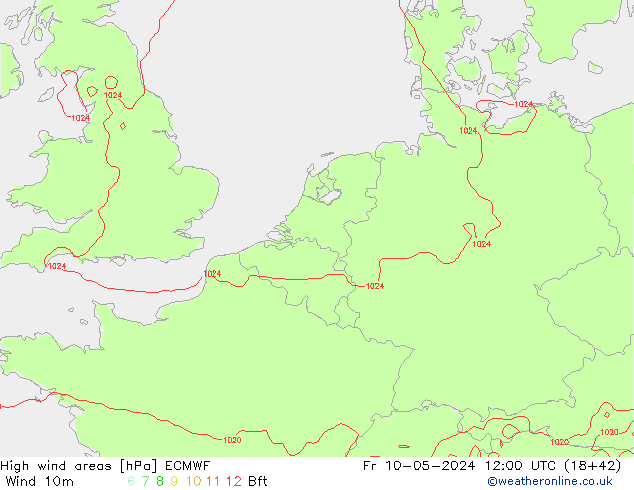 yüksek rüzgarlı alanlar ECMWF Cu 10.05.2024 12 UTC