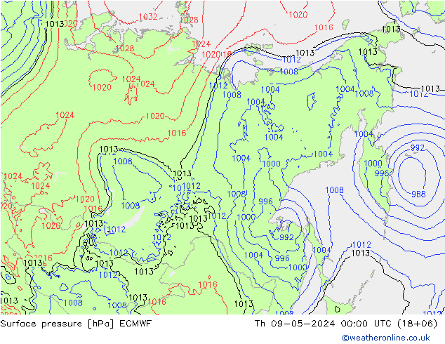 Luchtdruk (Grond) ECMWF do 09.05.2024 00 UTC