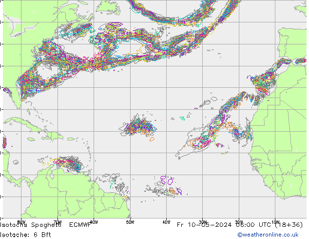 Isotachs Spaghetti ECMWF Fr 10.05.2024 06 UTC