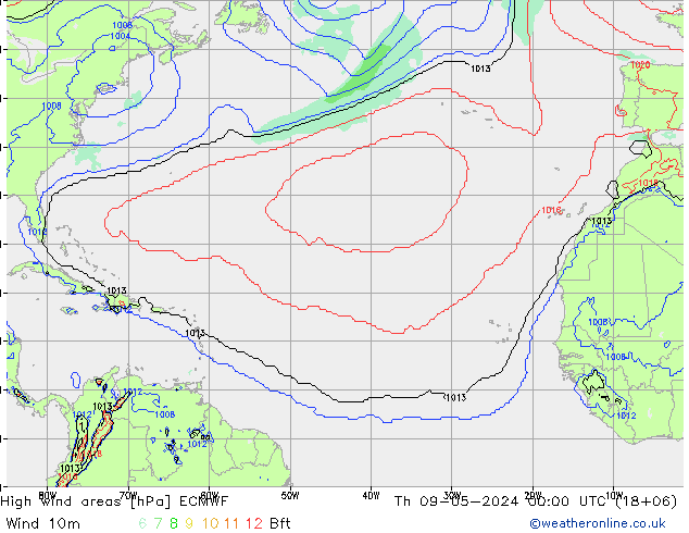 Windvelden ECMWF do 09.05.2024 00 UTC