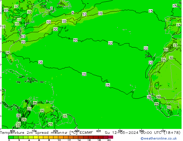 Sıcaklık Haritası 2m Spread ECMWF Paz 12.05.2024 00 UTC