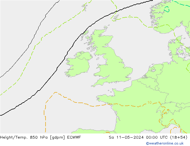 Height/Temp. 850 hPa ECMWF So 11.05.2024 00 UTC