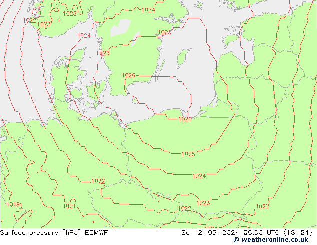 Surface pressure ECMWF Su 12.05.2024 06 UTC