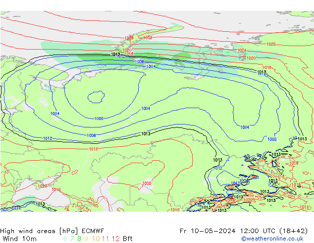 High wind areas ECMWF Sex 10.05.2024 12 UTC