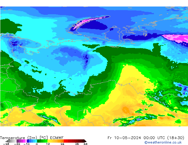 Temperatura (2m) ECMWF Sex 10.05.2024 00 UTC