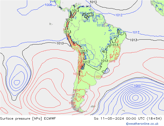 pressão do solo ECMWF Sáb 11.05.2024 00 UTC