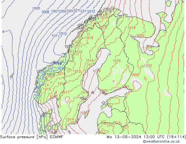 pression de l'air ECMWF lun 13.05.2024 12 UTC