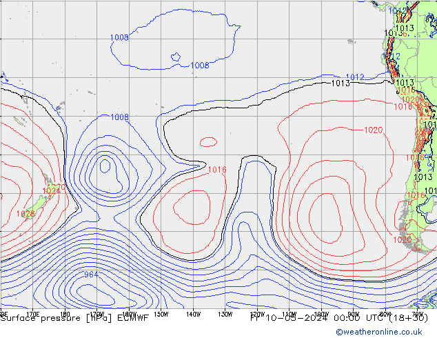ciśnienie ECMWF pt. 10.05.2024 00 UTC