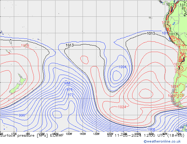 Surface pressure ECMWF Sa 11.05.2024 12 UTC