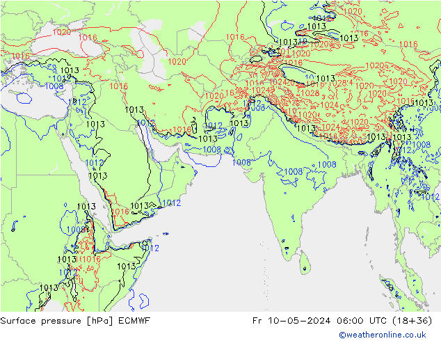 Luchtdruk (Grond) ECMWF vr 10.05.2024 06 UTC