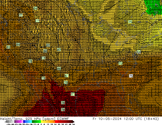 Height/Temp. 925 hPa ECMWF  10.05.2024 12 UTC