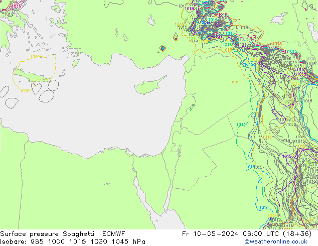 Pressione al suolo Spaghetti ECMWF ven 10.05.2024 06 UTC